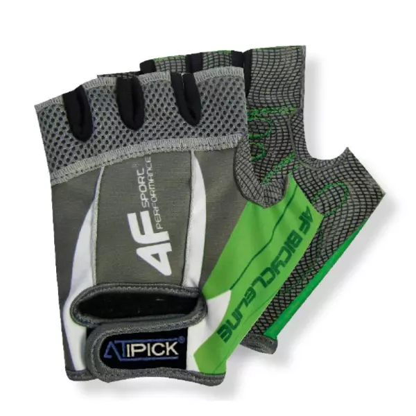 Guantes ciclismo VERDE mod. 4F elastano/malla con palma GEL. Talla XL