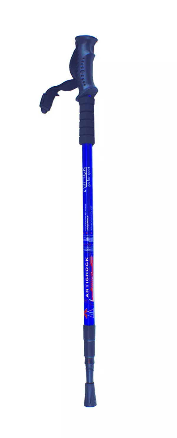 Baston senderismo aluminio. 65-135 cm. AZUL