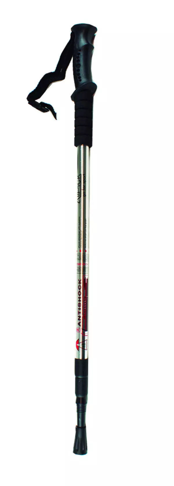 Baston senderismo aluminio. 65-135 cm. PLATA