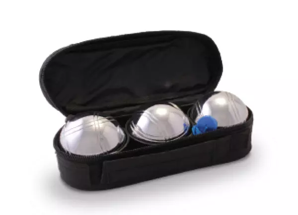 Estuche 3 bolas de petanca entreno (700gr). con boliche y medidor