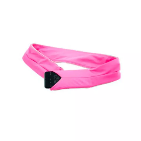 Cinturón elástico para running con ranuras porta-objetos. Rosa