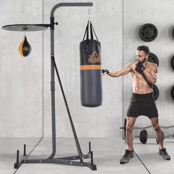 Sacos de Boxeo con Soporte Regulable en altura en 4 Niveles 166.5cm - 181.5cm,lleva saco y punching