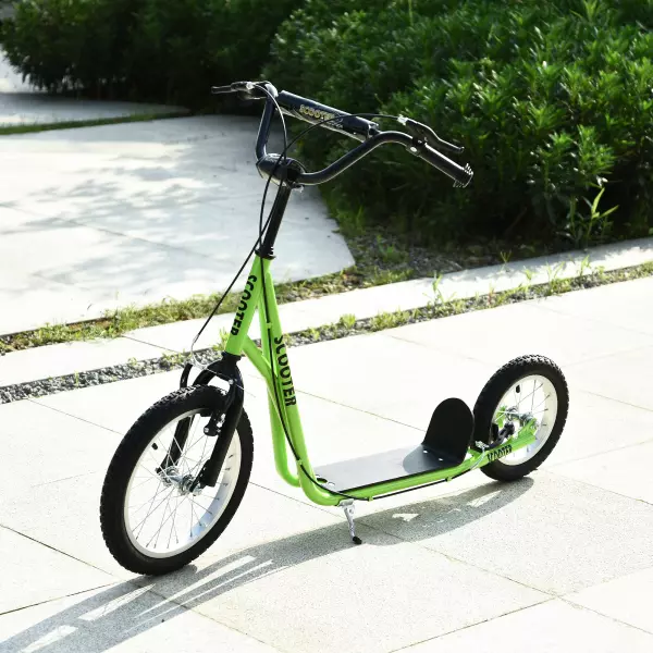 Patinete para Niños Mayores de 5 Años con Neumáticos Freno Altura Ajustable Verde