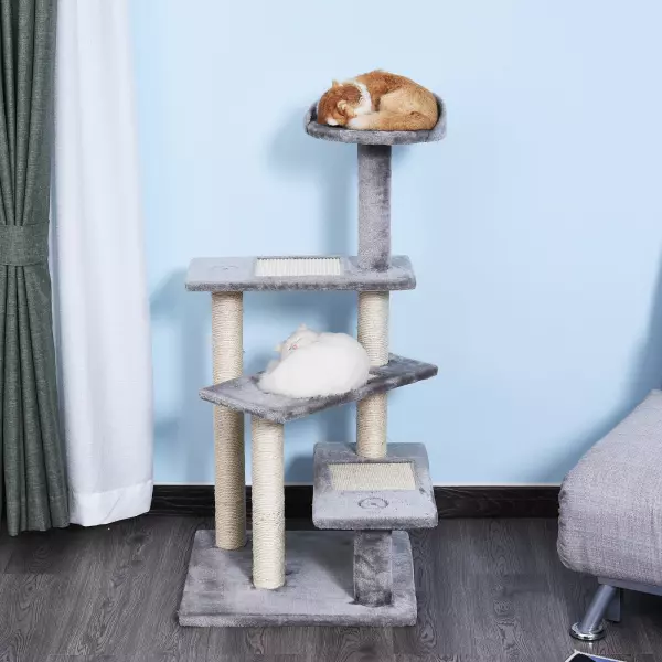 Rascador para Gatos Árbol Rascador Centro de Actividad 3 Plataformas para Arañar 48x48x99,5 cm