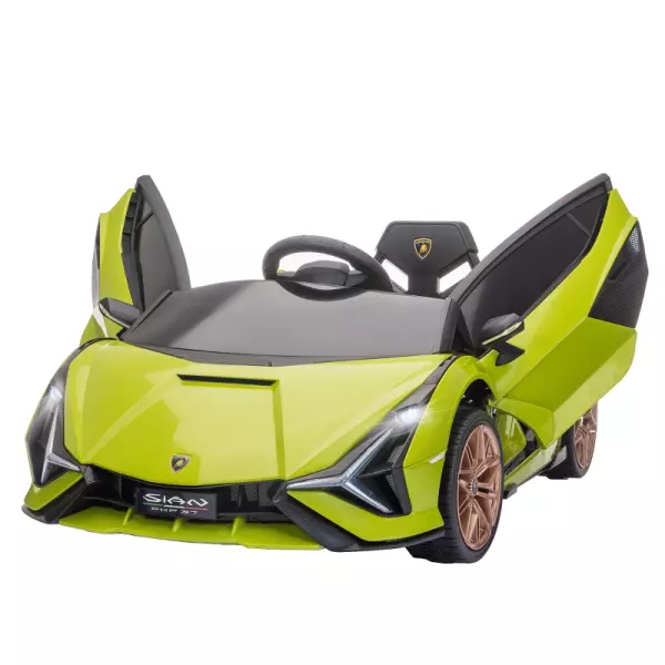 Coche Eléctrico Lamborghini SIAN 12V para Niños de +3 Años con Mando a Distancia Apertura de Puerta Música MP3 USB y Faros 3-8 km/h 108x62x40 cm Verde