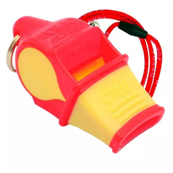 Silbato FOX 40 SONIK BLAST CMG Rojo-Amarillo - Cordón SUPERVIVENCIA 120DB EMERGENCIAS