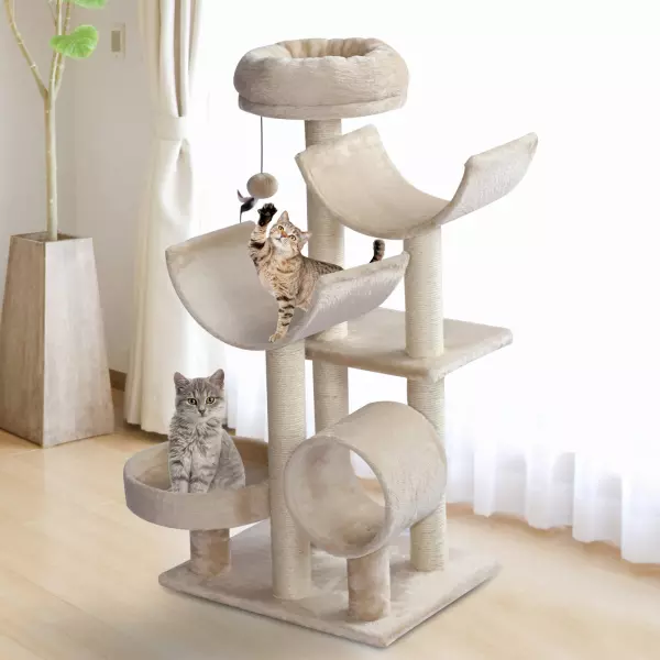 Rascador para Gatos Árbol Rascador Grande Plataformas Tubo de Juego Bola de Juego 50x40x105cm