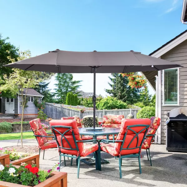 Sombrilla Parasol Doble para Jardín Carpas Toldos de Terraza Tela de Poliéster Sombrilla Gigantede para Playa Protección Solar UV 4.6x2.7x2.4m Gris