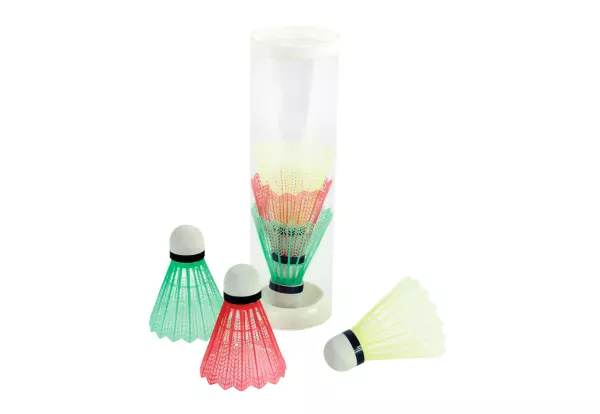 VOLANTES BADMINTON PLÁSTICO COLOR, BOTE 6 UDS.