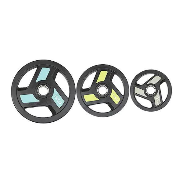 DISCO OLIMPICO SOFTEE MODERN - 15 KG, NEGRO CON AGARRES