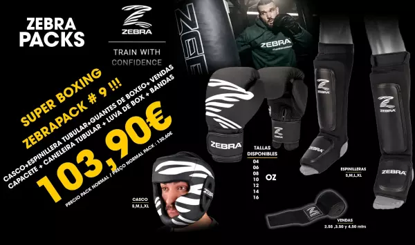 PACK BOXING / MMA Nº 9 CASCO,GUANTES,ESPINILLERA,VENDAS