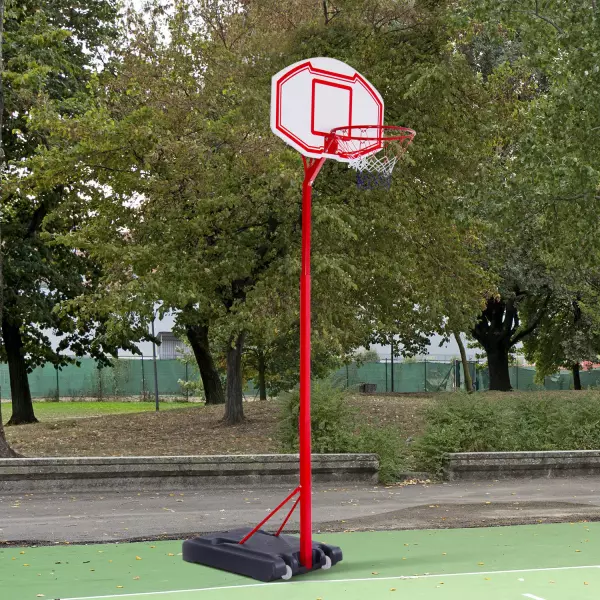 Canasta de Baloncesto con Altura Ajustable de 210-260 cm con Soporte Metal y Base Rellenable para Niños y Adultos Rojo