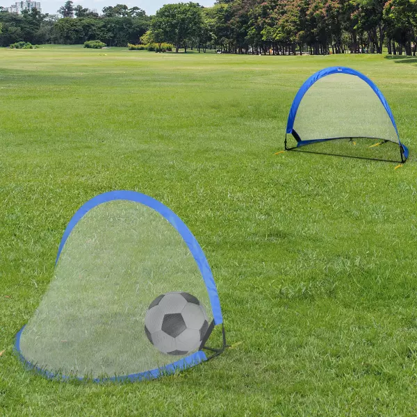 Set de 2 Porterías de Fútbol POP-UP Plegable Portátil para Niños 120x84x85 cm Azul preguntar stock