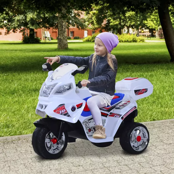 Moto Eléctrica Infantil Coche Triciclo Niño Moto de Juguete Batería 6V Niños mayores de 3 años con Caja de Almacenamiento Metal 112x51x73cm