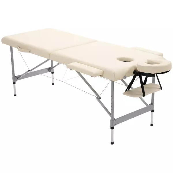 Camilla de Masaje Plegable con Altura Ajustable en 7 Posiciones Reposacabezas y Apoyabrazos 186x71x62-83 cm Beige