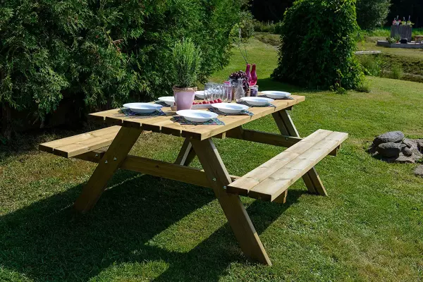 Mesa Picnic Bancos Abatibles 200 Madera Tratada 198 x 154 x 74 cm 42 mm 6-8 Personas