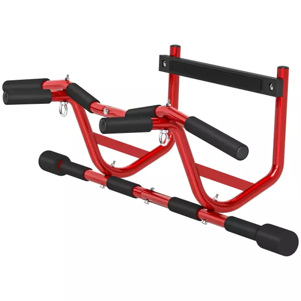 Barra de Dominadas de Pared Carga 150 kg para Ejercicio y Entrenamiento en Casa Gimnasio Rojo y Negro