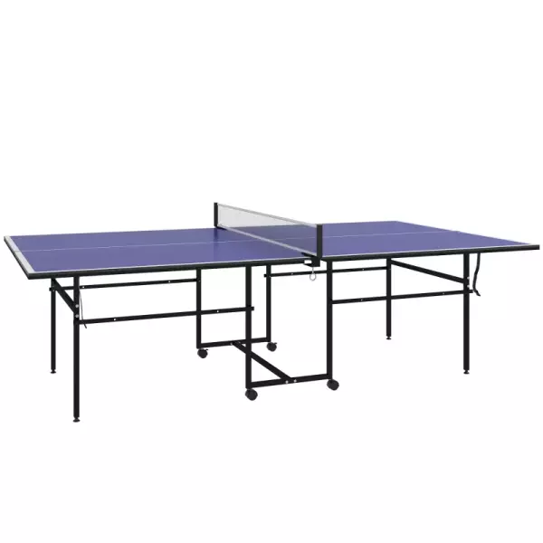 Mesa de Ping-Pong Plegable con 4 Ruedas Red 2 Palas y 3 Pelotas para Interior y Exterior 274x152,5x75,5 cm Azul