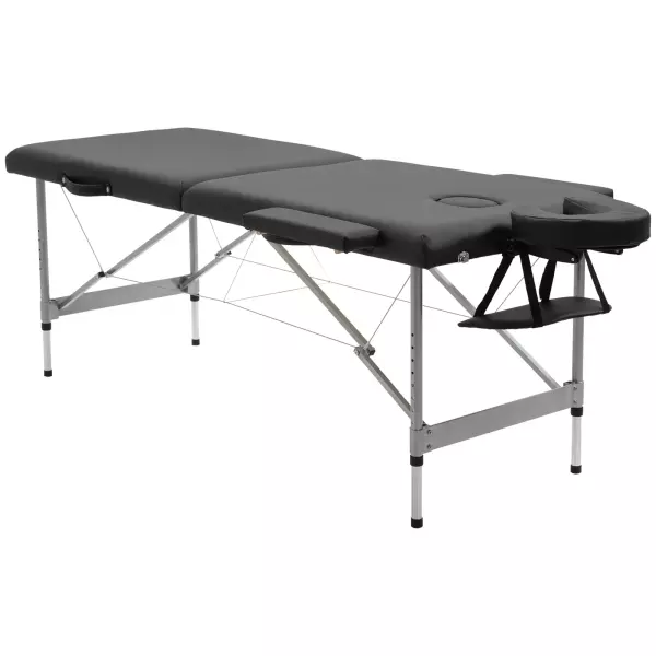 Camilla de Masaje Plegable con Altura Ajustable en 7 Posiciones Reposacabezas y Apoyabrazos 186x71x62-83 cm Negro