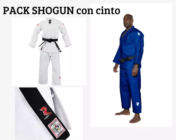 PACK JUDOGI SHOGUN IJF 730GR BLANCO + AZUL + CINTURÓN IJF FIGHTART