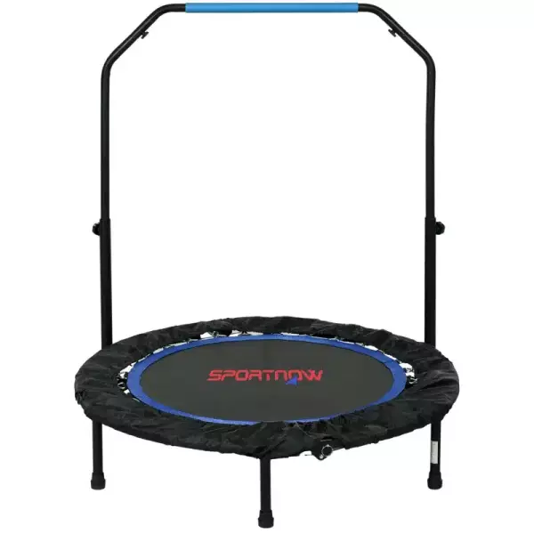 Cama Elástica Plegable Ø102 cm con Mango Ajustable de 4 Niveles Marco de Acero para Entrenamiento Piernas Cuerpo Azul