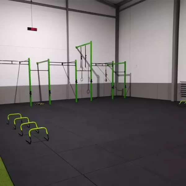 Suelo de caucho de gimnasio en loseta (100x100cm) NEGRO 10/15/20/25/40MM