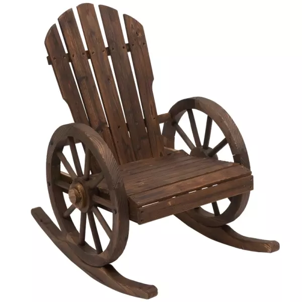 Mecedora Rústica de Madera Maciza para Exteriores Sillón Balancín de Terraza o Jardín 88x68x97 cm Color Madera Envejecida