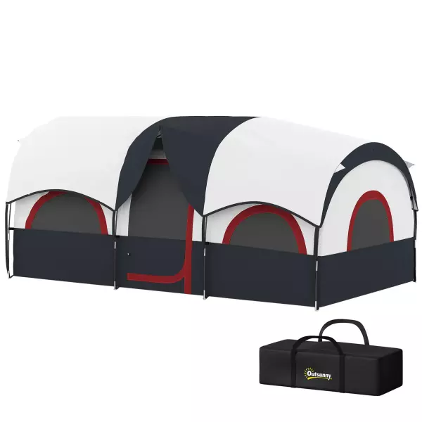 Tienda de Campaña Familiar para 4-6 Personas Impermeable con Dormitorios Independientes 435x251x195 cm Gris y Blanco