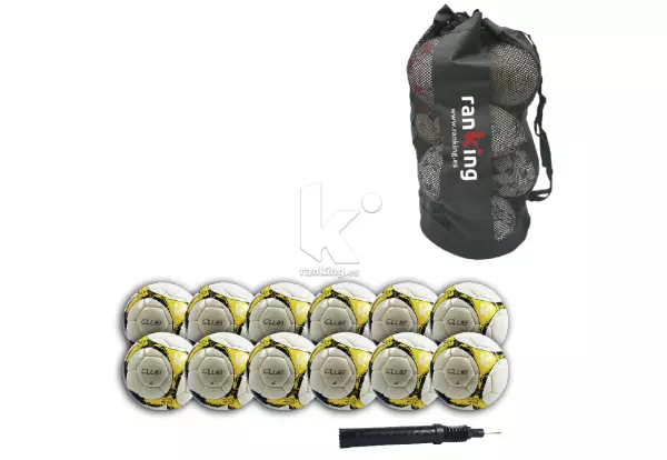 BALON FUTBOL RANKING CLUB T-4, LOTE AHORRO. 12 BALONES, BOLSO E HINCHADOR