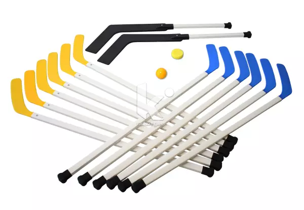 SET DE HOCKEY 14 STICKS 97CM., PELOTA Y DISCO