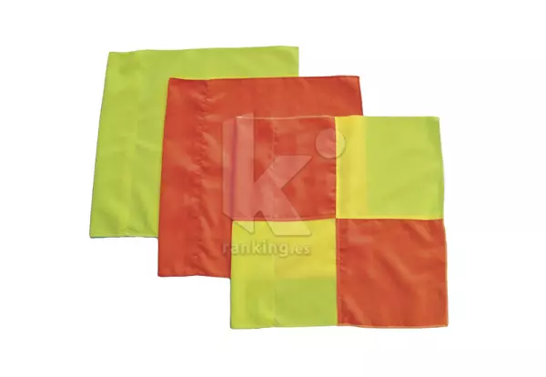TELA BANDERÍN LINEA 40X40CM. CUADROS AMAR./NARANJA. FLUOR FUTBOL