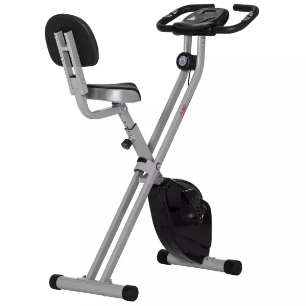 Bicicleta Estática Plegable con Respaldo 8 Niveles de Resistencia Volante Pantalla LCD Pulsómetro y Sillín Ajustable rojo/negro