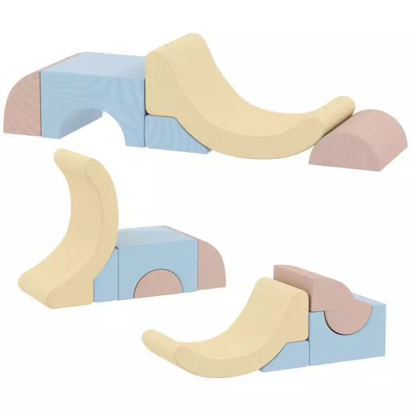 Set 5 Construcciones Blandas para Niños 1,5-8 Años, en Tela Efecto Terciopelo y Esponja, Multicolor