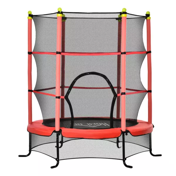 Trampolín para Niños +3 Años con Superficie de Salto Ø110 cm Red de Seguridad y Cubierta Protectora Ø163x163 cm Rojo CAMA ELASTICA