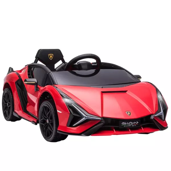 Coche Eléctrico Lamborghini SIAN 12V para Niños de +3 Años con Mando a Distancia Apertura de Puerta Música MP3 USB y Faros 3-8 km/h 108x62x40 cm Rojo