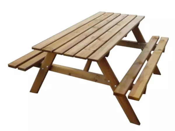 Mesa picnic madera tratada 160x155 con bancos