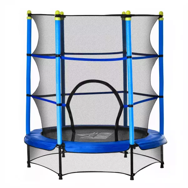 Cama Elástica Infantil Ø140x160 cm Trampolín para Niños de +3 Años con Red de Seguridad y Marco de Acero para Interior y Exterior Azul