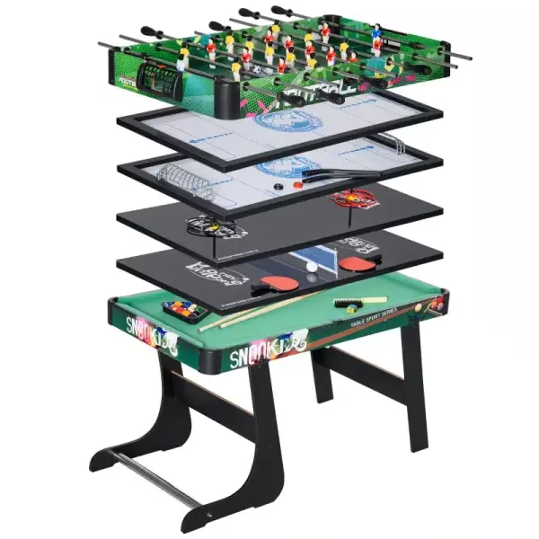 Mesa Multijuegos para Niños de +7 Años 6 en 1 Plegable Billar Futbolín Ping-Pong 118x104x71 cm Multicolor