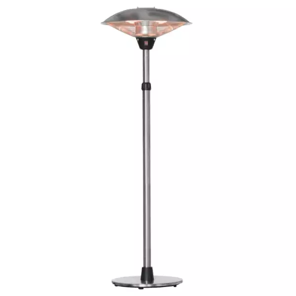 Calefactor de Pie de Exterior 3000W Estufa de Infrarrojos con Altura Ajustable Ø58,5x160-200 cm Plata
