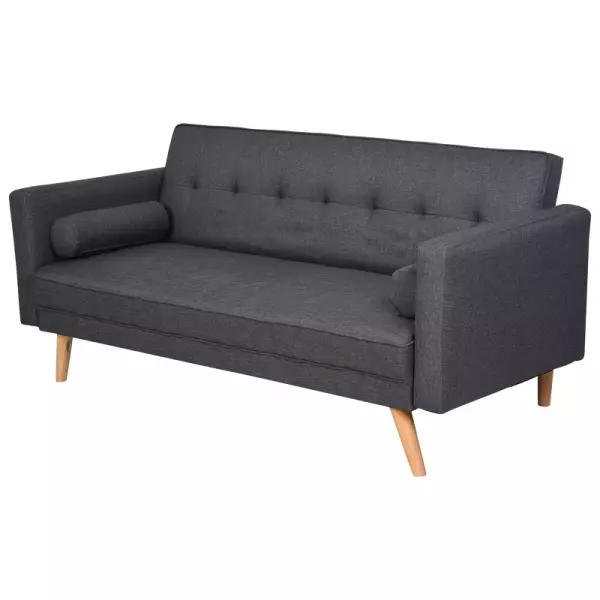 Sofá de 3 Plazas Cama Individual Diseño 2 en 1 Plegable con Reposabrazos Tapicería en Tela Estructura Sólida 187x90x86,5 cm Gris