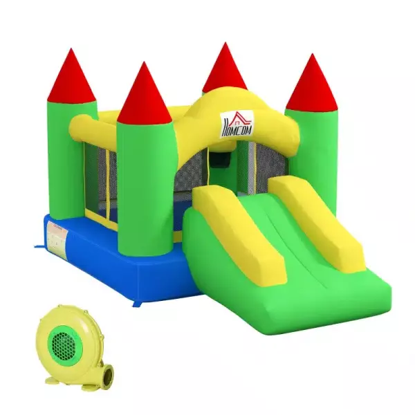 Castillo Hinchable con Tobogán y Red de Seguridad, hasta 100 kg, 3-10 años, 300x180x160 cm