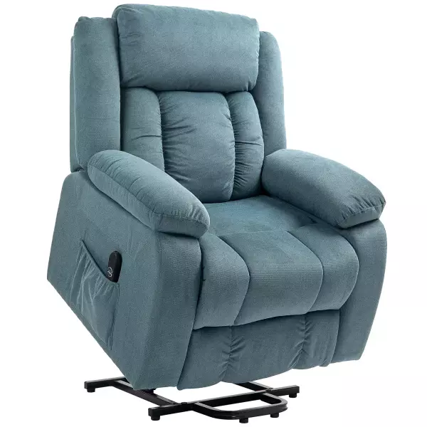 Sillón Relax Reclinable Eléctrico Levanta Personas con Mando a Distancia y Bolsillos Laterales Sillón Elevador Azul
