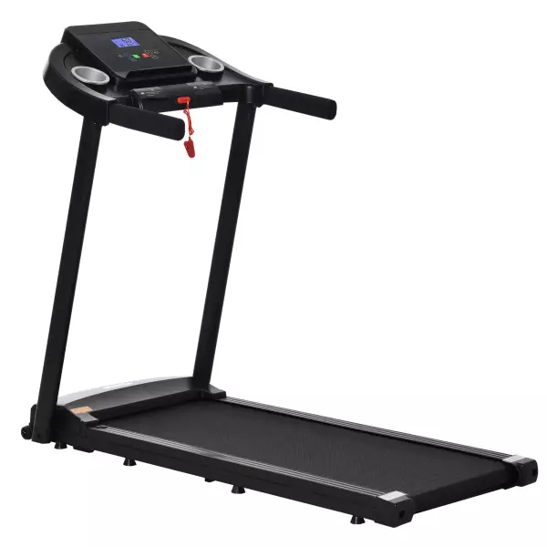 Cinta de Correr para Casa 1-12 KM/H 1,5HP con 12 Programas Ruedas Pantalla LED y Soporte para Móvil para Hogar Oficina
