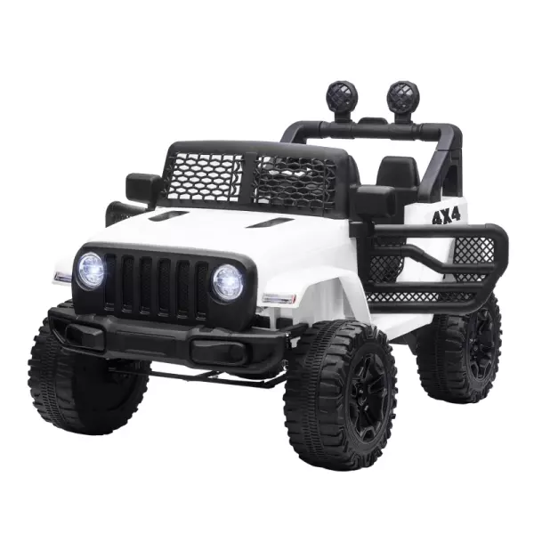 Coche Eléctrico para Niños de +3 Años Vehículo Todoterreno de Batería 12V con Control Remoto 100x65x72 cm Blanco