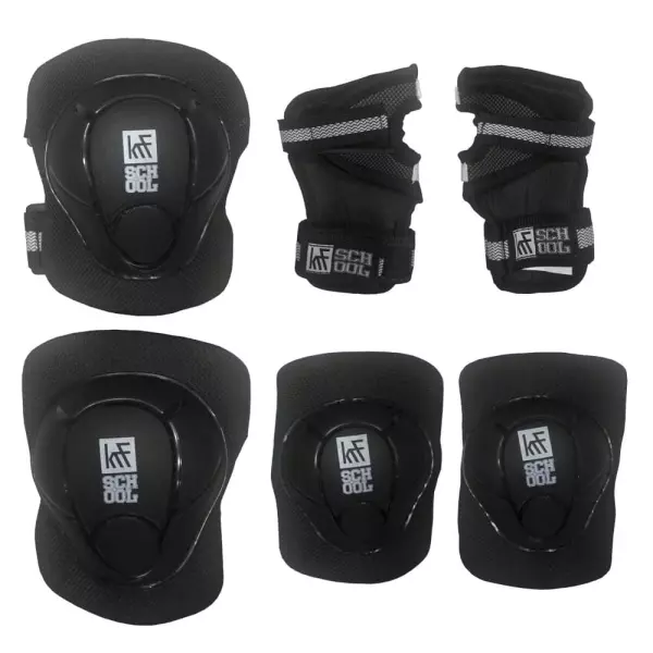 SET PROTECCIONES JUNIOR KRF SCHOOL NEGRO PATINES MONOPATINES