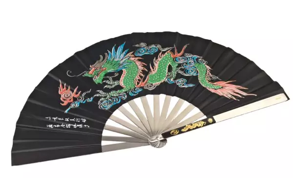ABANICO PARA TAI CHI "DRAGÓN" NEGRO