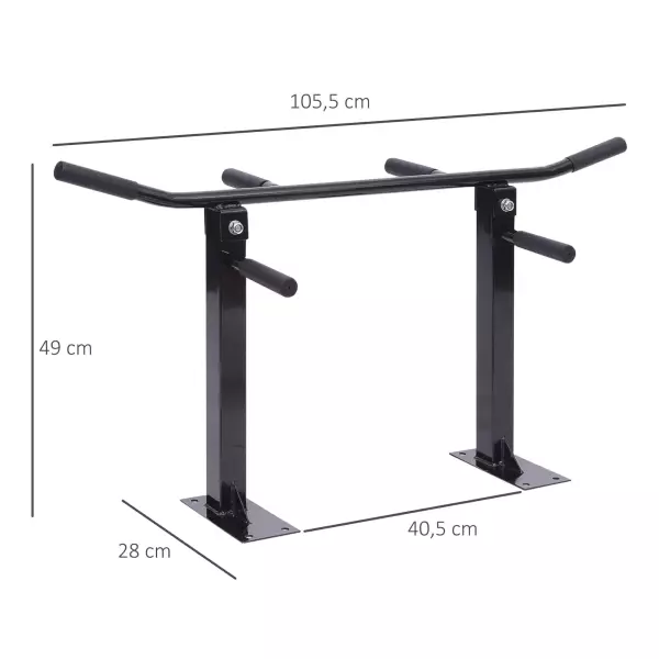 Barra de Dominadas en Techo Barra para Dominadas de Acero Barra de Tracción para Entrenamiento Casa 105,5x28x49 cm Negro