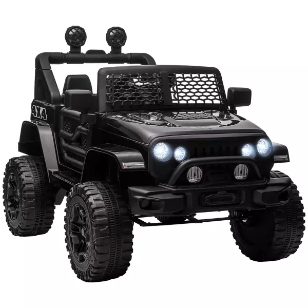 Coche eléctrico 4x4 para niños 12V con control remoto, luces y claxon - 3-6 años - negro
