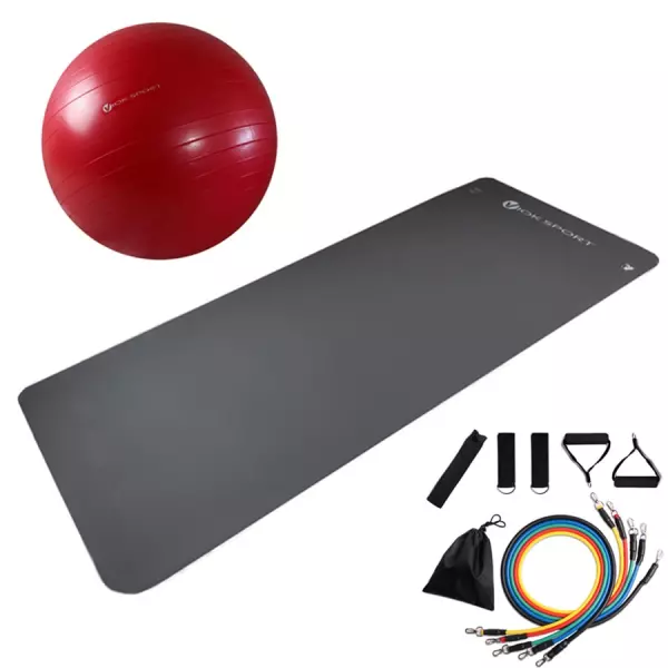 Pack de colchoneta fitness, fitball y tubos de resistencia