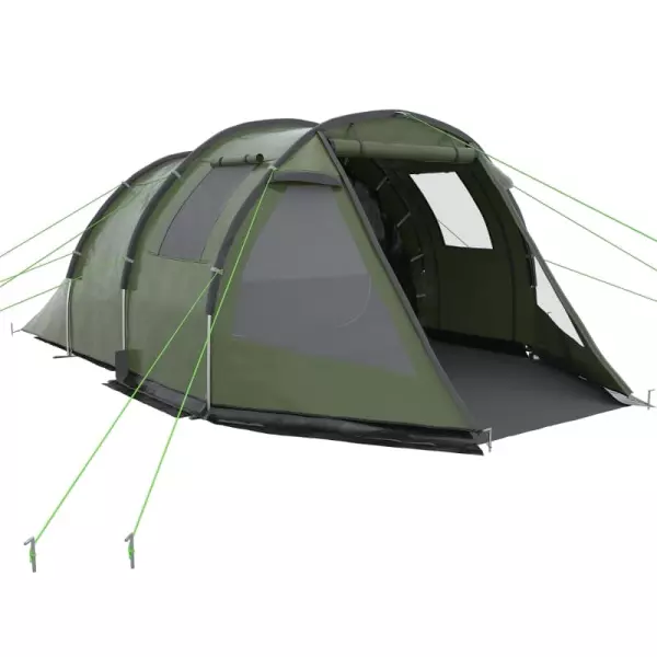 Tienda de Campaña para 3-4 Personas Impermeable PU2000 mm Protección UV30+ con Bolsa de Transporte 475x264x172 cm Verde